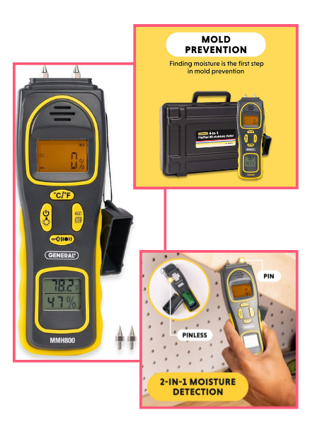 PropTech Digital Moisture Meter w/Temp and Humidity
